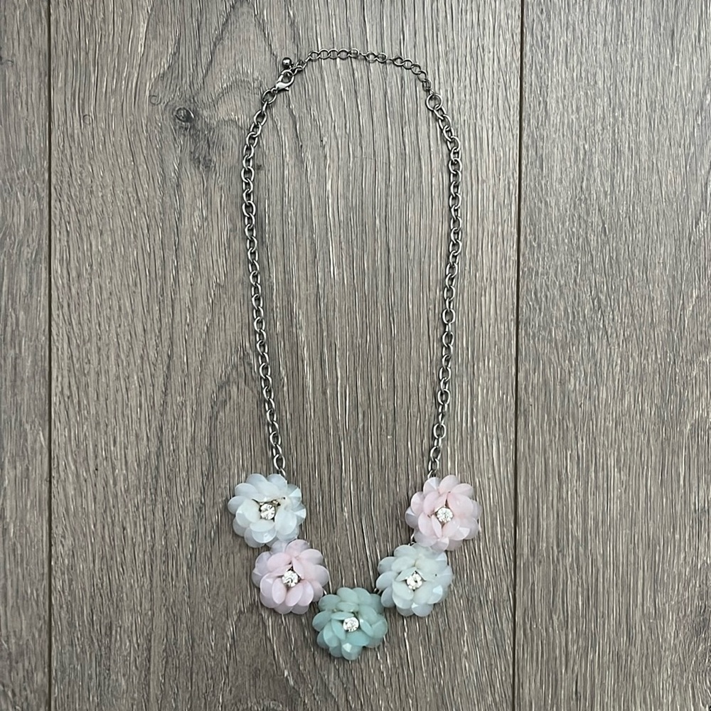 Floral Pastel Silver Necklace